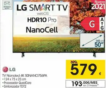 Eroski Lg tv nanoled 4k 50nano756pa oferta