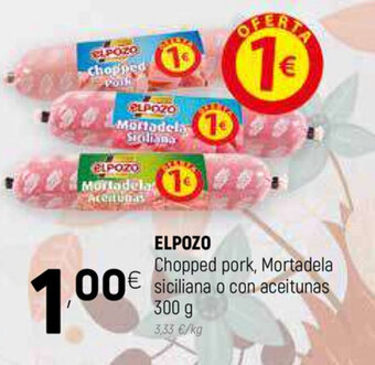 Coviran Elpozo Chopped pork, Mortadela siciliana o con aceitunas 300g oferta