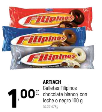 Coviran Artiach Galletas Filipinos chocolate blanco, con leche o negro 100g oferta