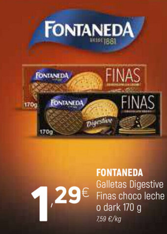 Coviran Fontaneda Galletas Digestive Finas choco leche o dark 170g oferta