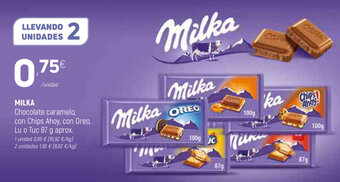 Coviran Milka Chocolate caramelo con Chips 87g oferta