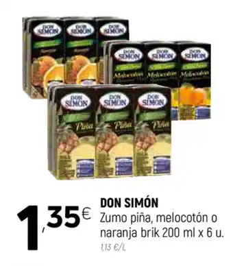 Coviran Don Simón Zumo piña, melocotón o naranja brik 200ml oferta