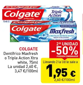 Hiperber COLGATE Dentífrico Maxfresh o Triple Action Xtra oferta