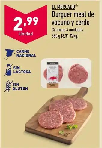 ALDI Burguer meat de vacuno y cerdo oferta