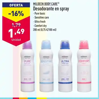 ALDI MILDEEN BODY CAREⓇ Desodorante en spray oferta