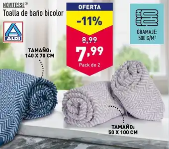 ALDI Toalla de baño bicolor TAMAÑO: 50 X 100 CM oferta