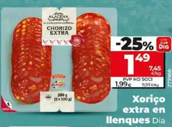 Dia Xoriço extra en llenques Dia Nuestra Alacena pack-2 x 100 g oferta