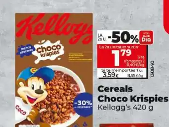 Dia Cereals Choco Krispies Kellogg's 420 g oferta