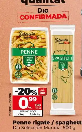 Dia Penne rigate / spaghetti Dia Selección Mundial 500 g oferta