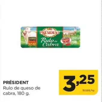 Alimerka PRÉSIDENT Rulo de queso de cabra, 180 g. oferta