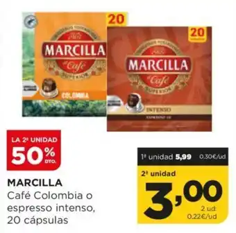 Alimerka MARCILLA Café Colombia o espresso intenso, 20 cápsulas oferta