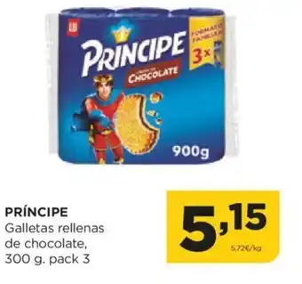 Alimerka PRÍNCIPE Galletas rellenas de chocolate, 300 g. pack 3 oferta