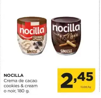 Alimerka NOCILLA Crema de cacao cookies & cream o noir, 180 g. oferta