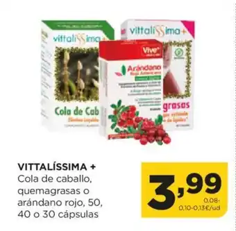 Alimerka VITTALÍSSIMA + Cola de caballo, quemagrasas o arándano rojo, 50, 40 o 30 cápsulas oferta