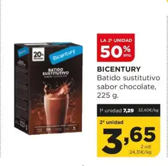 Alimerka BICENTURY Batido sustitutivo sabor chocolate, 225 g. oferta