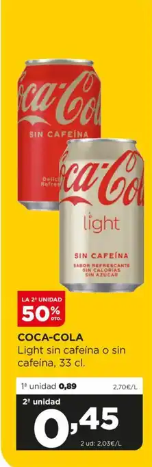 Alimerka COCA-COLA Light sin cafeína o sin cafeína, 33 cl. oferta
