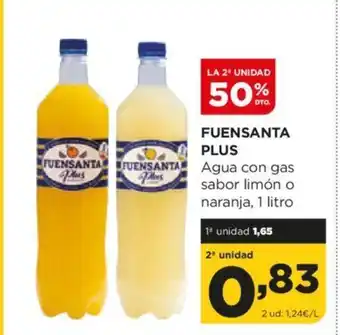 Alimerka FUENSANTA PLUS Agua con gas sabor limón o naranja, 1 litro oferta