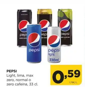 Alimerka PEPSI Light, lima, max zero, normal o zero cafeína, 33 cl. oferta