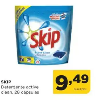 Alimerka SKIP Detergente active clean, 28 cápsulas oferta
