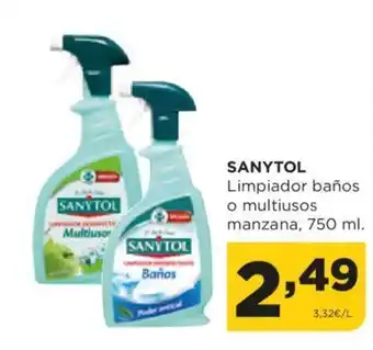 Alimerka SANYTOL Limpiador baños o multiusos manzana, 750 ml. oferta