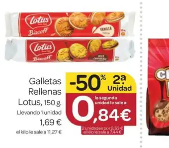 Supermercados El Jamón Galletas Rellenas Lotus, 150 g. oferta