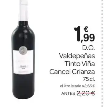 Supermercados El Jamón Valdepeñas Tinto Viña Cancel Crianza oferta