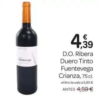 Supermercados El Jamón D.O. Ribera Duero Tinto Fuentevega Crianza, 75 cl. oferta