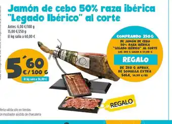 Jamón de cebo 50% raza ibérica "Legado Ibérico" al corte