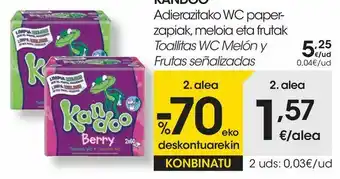 Eroski En las toallitas wc kandoo señalizadas oferta