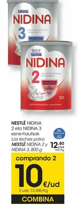 Eroski Las leches polvo nestlé nidina 2 y 3 oferta