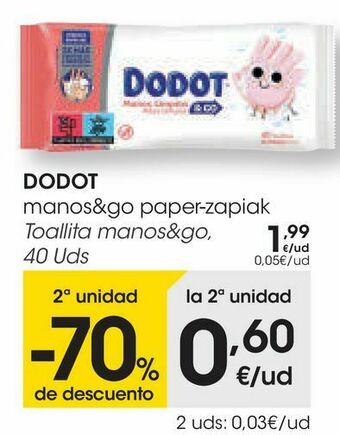 Eroski Dodot toallita manos&go oferta