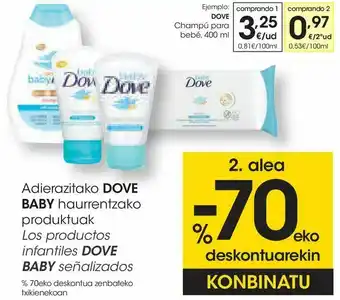 Eroski En los productos infantiles dove baby señalizados oferta