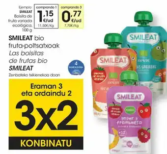 Eroski En las bolsitas de frutas bio smileat oferta
