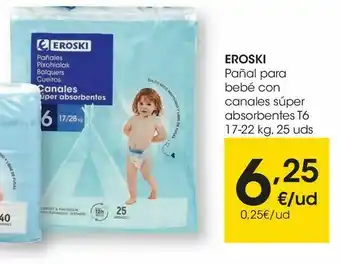 Eroski Eroski pañal para bebé con canales súper absorbentes oferta
