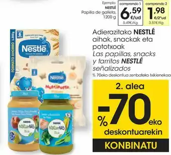 Eroski Las papillas, snacks y tarritos nestlé señalizados oferta