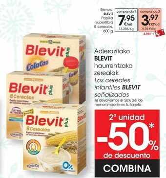 Eroski Los cereales infantiles blevit señalizados oferta