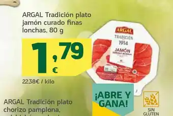 HiperDino Tradición plato jamón curado finas lonchas oferta