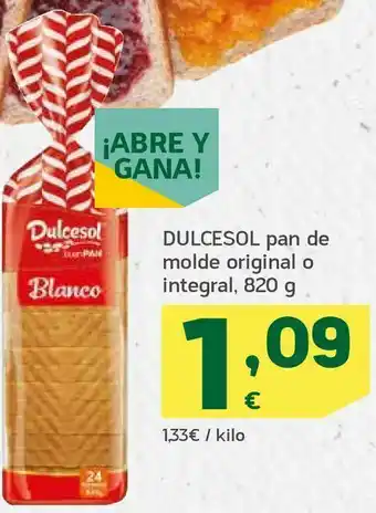 HiperDino Pan de molde original o integral oferta
