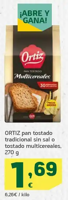 HiperDino Pan tostado tradicional sin sal o tostado multiceral oferta
