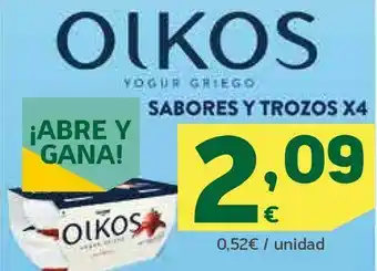 HiperDino Yogur griego sabores y trozos oferta