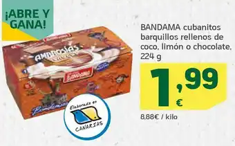 HiperDino Cubanitos barquillos rellenos de coco, limón o chocolate oferta
