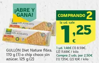 HiperDino Diet nature fibra o chip choco sin azúcar oferta