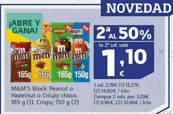 HiperDino Block peanut o hazelnut o crispy choco crispy oferta