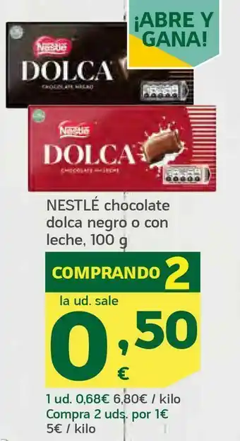 HiperDino Chocolate dolca negro o con leche oferta