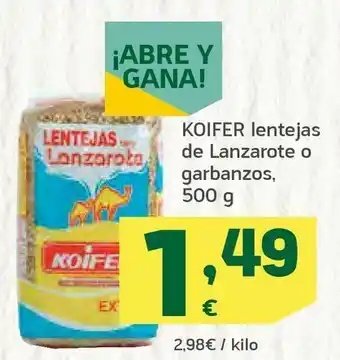 HiperDino Lentejas de lanzarote o garbanzos oferta