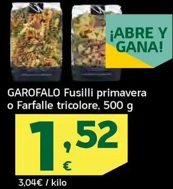 HiperDino Fusilli primavera o farfalle tricolore oferta