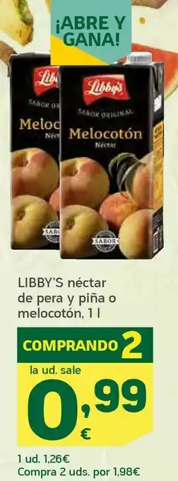 HiperDino Néctar de pera y piña o melocotón oferta