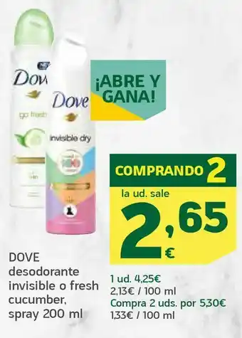 HiperDino Desodorante invisible o fresh cucumber oferta