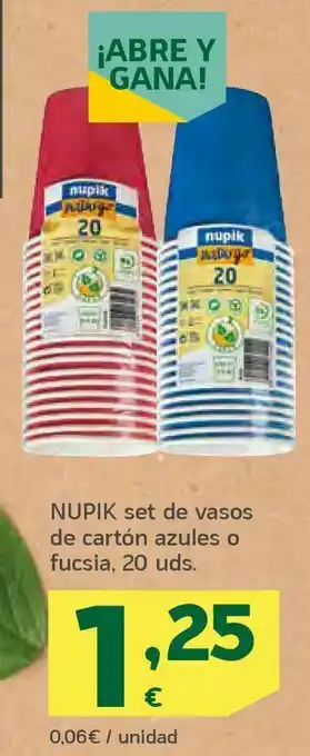 HiperDino Set de vasos de cartón azules o fucsia oferta