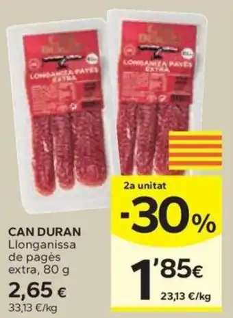Caprabo CAN DURAN Llonganissa de pagès extra, 80 g oferta